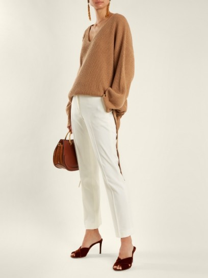 ETRO Violante straight-leg stretch-cady trousers ~ tapered ivory pants