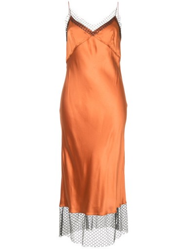 WALK OF SHAME Terracotta dress ~ orange silk slip dresses