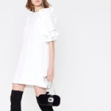 River Island White pearl neck frill sleeve swing dress | party dresses