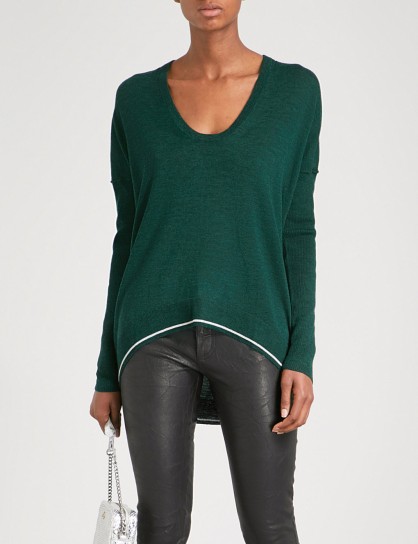 ZADIG & VOLTAIRE Preppy M merino wool jumper | green slouchy jumpers