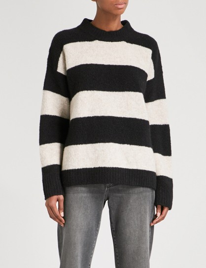 ZADIG & VOLTAIRE Tony WP wool-blend jumper | black and white stripe jumpers