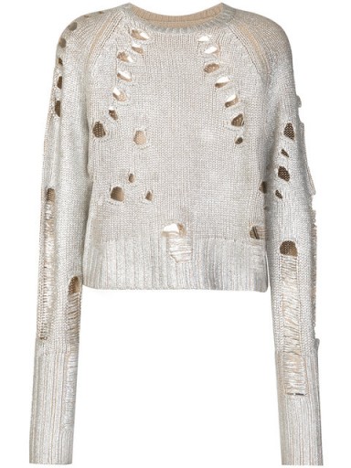 ZOE JORDAN Euler holey cropped jumper | silver destroyed jumpers