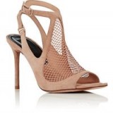 ALEXANDER WANG Piper Suede Sandals – tan fishnet front heels