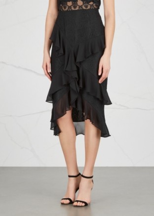 KEEPSAKE Better Days ruffle-trimmed lace skirt ~ ruffled asymmetric hemline skirts ~ feminine