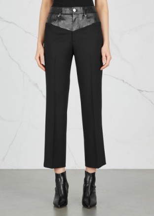 HELMUT LANG Black leather and twill trousers