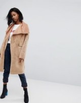 Boohoo Reversible Waterfall Coat | camel coats