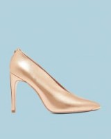 TED BAKER BEXZ Bow heel high vamp courts in Rose Gold | metallic party heels