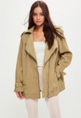 MISSGUIDED brown oversized biker jacket