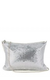 WAREHOUSE CHAINMAIL TOP ZIP CROSSBODY / silver metallic evening bags