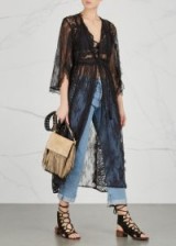 FREE PEOPLE Chelsea lace kimono jacket ~ sheer black kimonos ~ long luxe floaty jackets