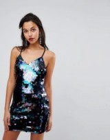 Club L Allover Embellished Detail Mini Dress | shimmering black sequin dresses | party glamour