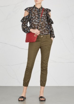 ERONICA BEARD Cora slim-leg twill trousers ~ skinny taupe pants