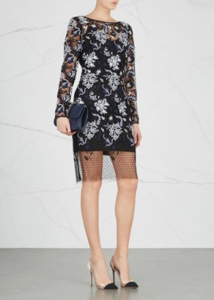 DIANE VON FURSTENBERG Floral Canton guipure lace dress ~ sheer hemline dresses