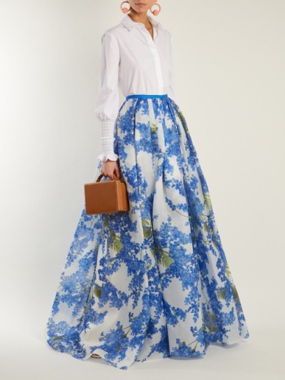 CAROLINA HERRERA Floral Vine-print pleated skirt ~ long full statement ...