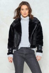 Nasty Gal Fur Panel Aviator – fluffy black jackets