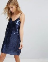 Honey Punch Cami Dress In Square Sequin | shimmering navy slip dresses