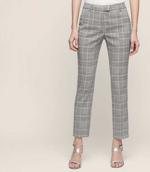 Reiss JOANNE CHECK CHECK SLIM-LEG TROUSERS BLACK/WHITE ~ stylish ...