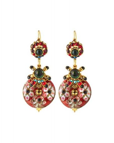 Jose & Maria Barrera Mixed Cliosonné Disc Drop Earrings / colourful ornate jewellery