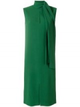 JOSEPH tie neck dress – sleeveless emerald-green shift dress