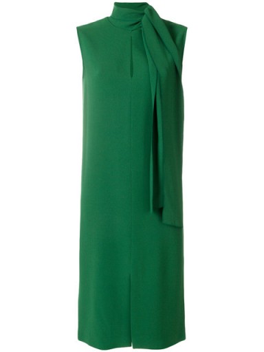 JOSEPH tie neck dress – sleeveless emerald-green shift dress