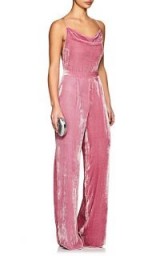 JUAN CARLOS OBANDO Velvet Halter Jumpsuit – pink strappy back jumpsuits