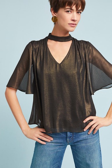 Eri + Ali Kyrenia Metallic Choker Tee / floaty cut out tops