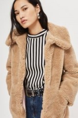 Topshop LUCY TEDDY BEAR COAT | camel winter coats