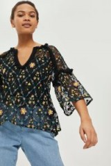 TOPSHOP Metallic Floral Top / sheer tops