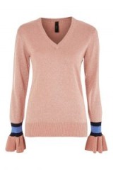 YAS Metallic V-Neck Jumper / pink shimmer jumpers