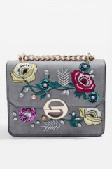 Topshop RAE Floral Embroidered Cross Body Bag | grey embellished crossbody bags