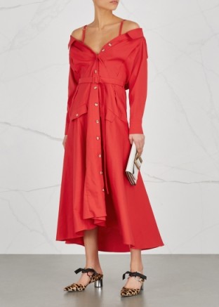 ANNA OCTOBER Red cotton shirt dress