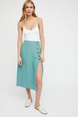 Free People Roman Holiday Midi Skirt | slit sea green skirts