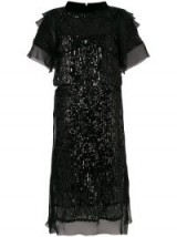 SACAI voile sequin shift dress – sheer paneled evening dresses