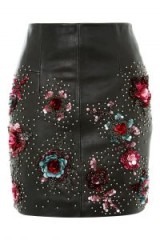 Topshop Stud Floral Leather Mini Skirt | black embellished skirts