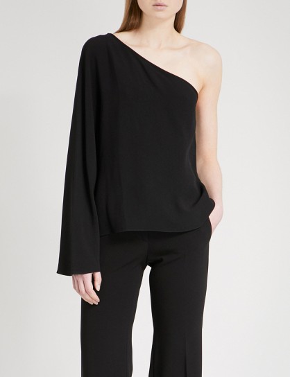 THEORY Ruza one-shoulder crepe top | black evening tops