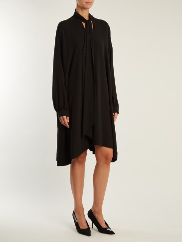 BALENCIAGA Vareuse short black silk-crepe dress