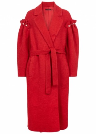 MOTHER OF PEARL Webb embellished bouclé tweed coat – red statement coats