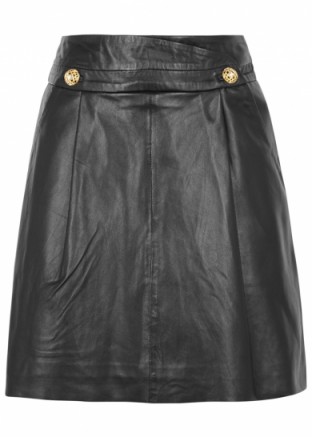 GESTUZ Abbie black leather A-line mini skirt