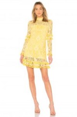 Alexis CALLISTO DRESS YELLOW – pom pom tassel party dresses – part sheer lace