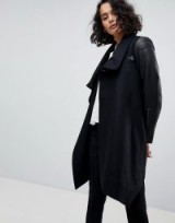 AllSaints Pea Coat with Leather Sleeves ~ black coats with style