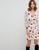 BA&SH Floral Bloom Mini Dress / plunge front flower print dresses