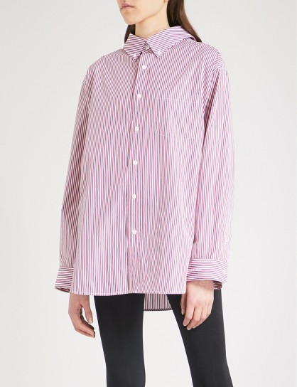 BALENCIAGA Loose-fit striped cotton shirt | red and white stripe oversized shirts