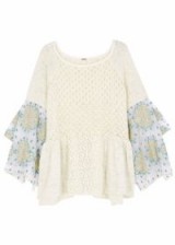 FREE PEOPLE Breeze pointelle cotton blend jumper | tulle sleeved jumpers | boho style knitwear