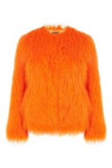 Topshop Brighty Mongolian Faux Fur Coat | orange shaggy coats