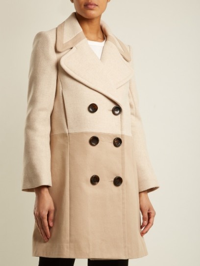 SEE BY CHLOÉ Contrast-panel wool-blend and twill coat ~ chic little coats