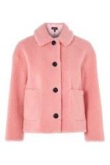 Topshop Pink Cropped Borg Coat