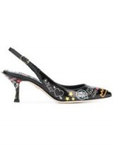 DOLCE & GABBANA Lori mural printed slingback pumps ~ slogan print slingbacks