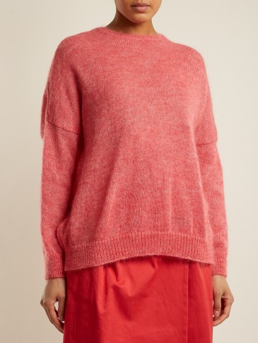 MASSCOB Dropped-shoulder mohair-blend sweater ~ pink relaxed fit sweaters ~ soft luxe knitwear