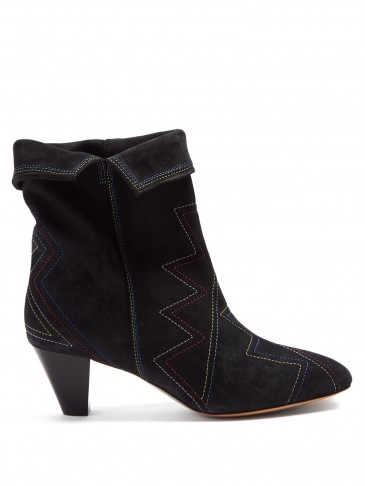 ISABEL MARANT Dyna black suede folded ankle boots ~ boho style footwear