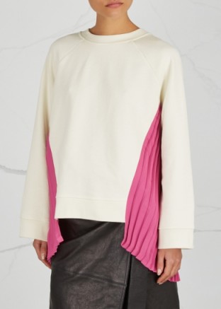 MM6 BY MAISON MARGIELA Ecru pleated-back cotton sweatshirt | colour block sweatshirts